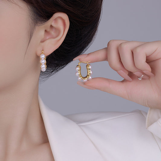 Retro Hong Kong Style Pearl Earrings: Elegant, New Trendy, Personalized